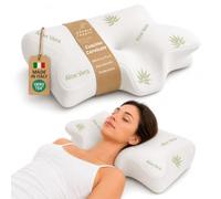 The Double Twenty - Cuscino Cervicale per Dormire Ortopedico - Doppia Altezza 12,5/9cm con Federa Lavabile in Aloe Vera - Cuscino Memory Foam Antirussamento a Farfalla - Made in Italy e Oeko Tex