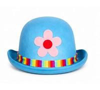 The Dragons Den Cappello a bombetta da clown per adulti, con decorazione floreale, ideale per circo e travestimento [blu]