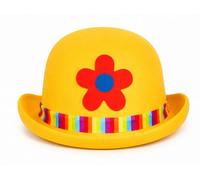 The Dragons Den Cappello a bombetta da clown per adulti, con decorazione floreale, per costume da circo [giallo]