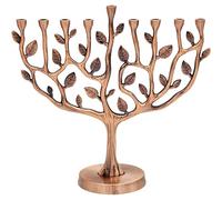 The Dreidel Company Menorah - Albero della vita, finitura argento e oro anticato (rame antico)