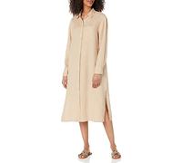 The Drop, abito longuette a camicia Fiona, da donna, in lino, modello morbido, Color Humus, S