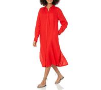 The Drop, abito longuette a camicia Fiona, da donna, in lino, modello morbido, Rosso fiamma, M