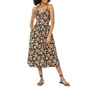 The Drop, abito longuette Makenna con spalline, corpetto incrociato e punto smock sul retro, stampa a fiori color mandorla, XXL Plus, taglia forte