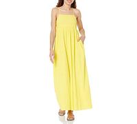The Drop, abito lungo da donna Shyla in cotone ricamato, limone, 4XL Plus, taglia forte