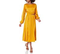 The Drop Abito midi da Donna, Jacob, a Maniche Lunghe con Apertura, Sobrio e Setoso, Giallo Dorato, S