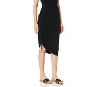 The Drop Amanda Textured Side Ruched Midi Sweater Skirt Gonna, Nero, 5XL Plus