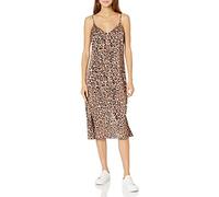 The Drop Ana Abito sottoveste, con scollo a V, effetto seta da Donna, Stampa Leopardata, XXS