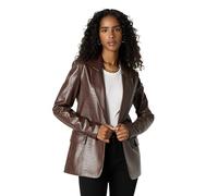 The Drop Anouk Faux-Leather Long Blazer, Coccodrillo, M