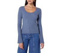 The Drop Beatrice Bell Sleeve Scoop Neck Sweater Maglione, Azzurro Opaco, S