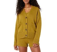 The Drop Brigitte, Cardigan a Costine con Bottoni Grandi e Tasche Frontali da Donna, Olio d'oliva, M