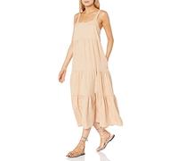 The Drop Britt, Maxi Abito Svasato a Balze da Donna, Beige zenzero, M
