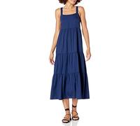 The Drop Britt, Maxi Abito Svasato a Balze da Donna, Blu Marino, M