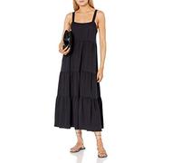 The Drop Britt, Maxi Abito Svasato a Balze da Donna, Nero, XS