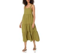 The Drop Britt, Maxi Abito Svasato a Balze da Donna, X-Large, Olio d'oliva