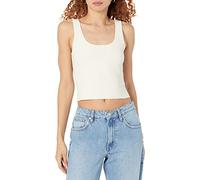 The Drop, canotta corta da donna Femi, a costine, con scollo rotondo, bianco Whisper, XXL Plus, taglia forte