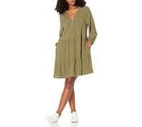 The Drop @caralynmirand Mini Vestito Svasato con Volant sul Collo da Donna, Oliva, L
