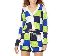 The Drop Cardigan da Donna, Lee, all’Uncinetto, Blu Marino/Lime, XL