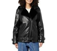 The Drop Giacca da Donna, Cavalla, Stile Motociclista, in Pelle Vegana, Nero, XL