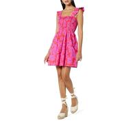 The Drop Kari Ruffled-Shoulder Smocked Mini Dress Vestiti, Stampa Floreale retrò Rosso Pomodoro Rosa, 3XL Plus