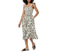 The Drop Kimi Abito da donna longuette con spalline arricciate e corpetto in punto smock, stampa floreale cioccolato/bianco Whisper, XL