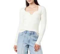 The Drop Maglione da Donna, Preston, con Scollo a Cuore, a Costine, Bianco Whisper, XXL Plus, Taglia Forte