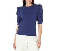 The Drop Mariko Maglietta In Jersey Elasticizzato Con Maniche A Sbuffo E Girocollo da Donna, Blu Marino, XS