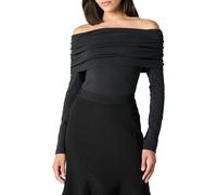 The Drop off The Shoulder Knit Top Camicette, Limo Elasticizzato, XS