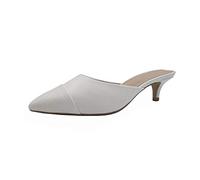 The Drop Paulina, Mules Bicolore, a Punta da Donna, Avorio, 38.5 EU