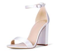 The Drop Rebecca Strappy High Block-Heel Sandal Tacco, Raso Avorio, 40 EU