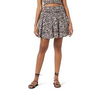 The Drop Rosalia Smocked Waist Mini Skirt Minigonna, Stampa Margherite Color Cioccolato/Bianco Whisper, S