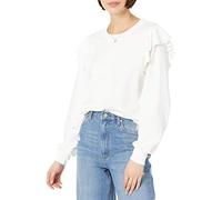 The Drop Ruby Felpa Elasticizzata Morbidissima con Volant sulle Spalline da Donna, Avorio, XXS