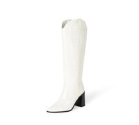 The Drop Stivali Western Altezza Ginocchio Cassandra da Donna, Croc Avorio, 40.5