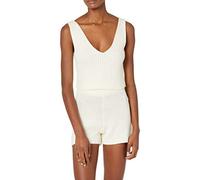 The Drop Sylvie, Canotta Corta in Maglia a Costine con Doppio Scollo a V da Donna, Bianco Whisper, S