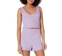 The Drop Sylvie, Canotta Corta in Maglia a Costine con Doppio Scollo a V da Donna, Lavanda Digitale, XS