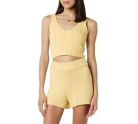 The Drop Sylvie Double V-neck Textured Rib Cropped Sweater Tank da Donna, Burro, XXL Plus