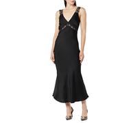 The Drop Valentina Abito Sottoveste da Donna con Bordo in Pizzo, Nero, XS