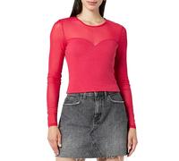 The Drop Women's Top con Scollo a Cuore in Rete Martina, Rosso ciliegia, L