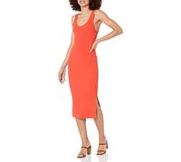 The Drop Yasmin Vestito Midi a Canotta in Maglia a Costine da Donna, Arancio fuoco, XXL