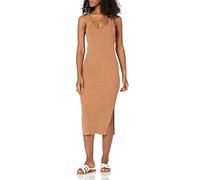 The Drop Yasmin Vestito Midi a Canotta in Maglia a Costine da Donna, Terra, XL