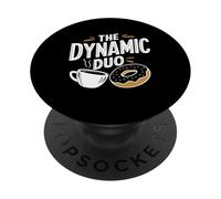 The Dynamic Duo Ciambelle Caffè Divertente Ciambella Caffè PopSockets PopGrip Adesivo