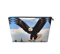 The Eagle With Wings Pattern Women Cosmetic Bag Leather Handbag Portable Large Capacity Zipper Travel Bag Storage Bag, Oro, Taglia Unica, Oro, Taglia unica