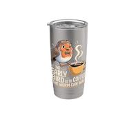 The Early Bird Gets Coffee The Worm Can Wait |- Bicchiere termico in acciaio inox doppia parete