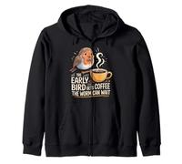 The Early Bird Gets Coffee The Worm Can Wait |- Felpa con Cappuccio
