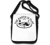 The Earth is Flat - Borsa a tracolla piatta, colore: Bianco