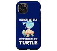 The Earth Is Flat Citazione Cute Turtle Funny Flat Earth Custodia per iPhone 11 Pro