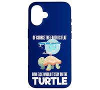 The Earth Is Flat Citazione Cute Turtle Funny Flat Earth Custodia per iPhone 16