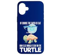 The Earth Is Flat Citazione Cute Turtle Funny Flat Earth Custodia per iPhone 16 Plus