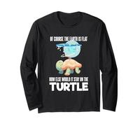 The Earth Is Flat Citazione Cute Turtle Funny Flat Earth Maglia a Manica