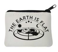 The Earth is Flat Earhter - Portamonete in neoprene, 10 x 11 cm, colore: Bianco