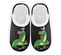 The Easter Dinosaur - Pantofole da uomo con fodera in peluche, per interni ed esterni